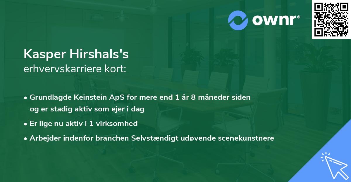 Kasper Hirshals's erhvervskarriere kort