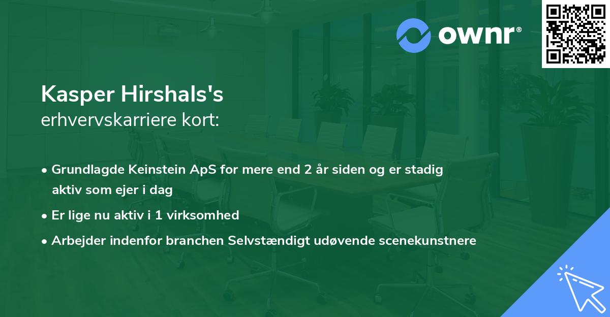 Kasper Hirshals's erhvervskarriere kort