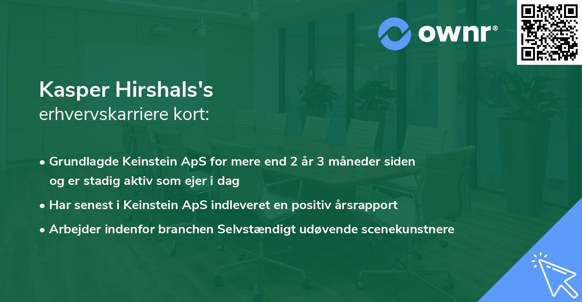 Kasper Hirshals's erhvervskarriere kort