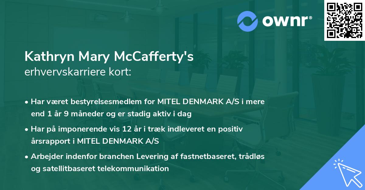 Kathryn Mary McCafferty's erhvervskarriere kort