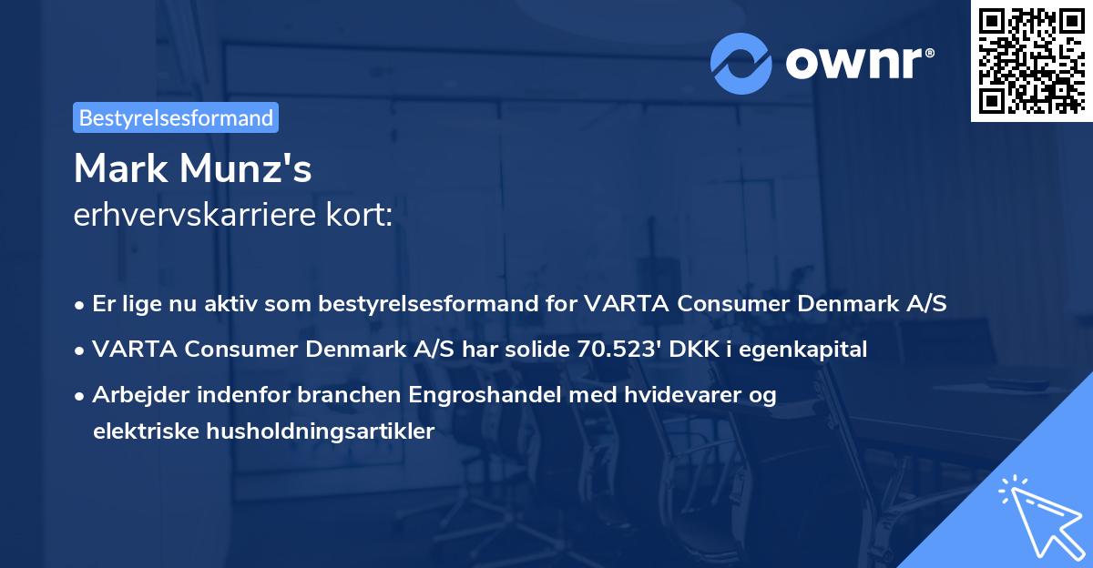 Mark Munz's erhvervskarriere kort