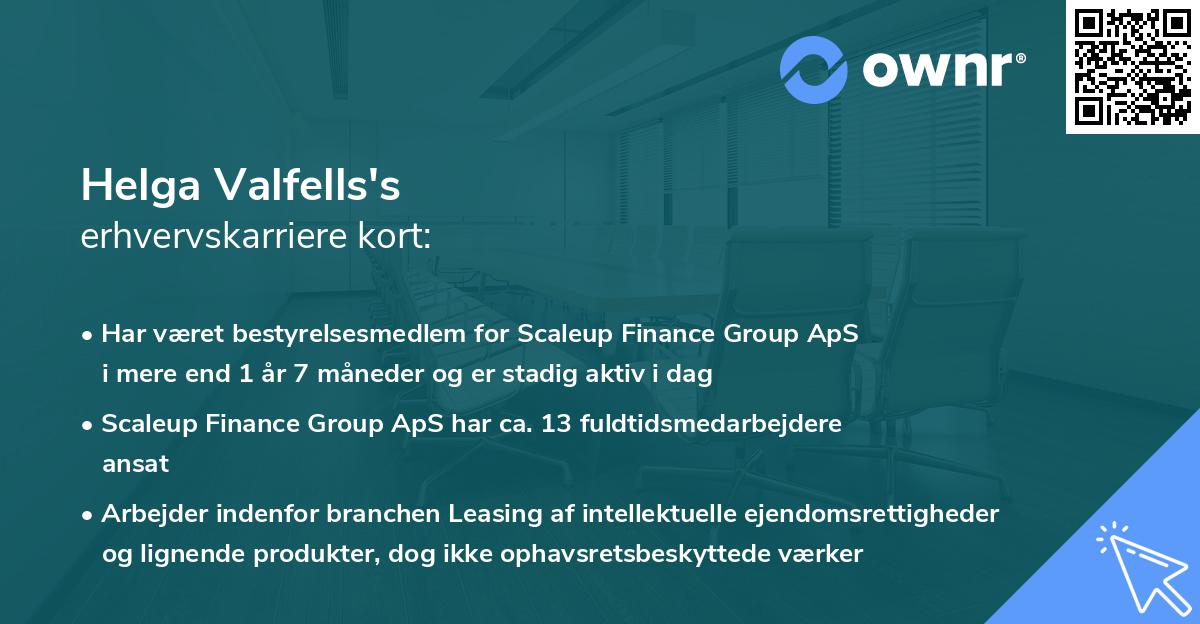 Helga Valfells's erhvervskarriere kort