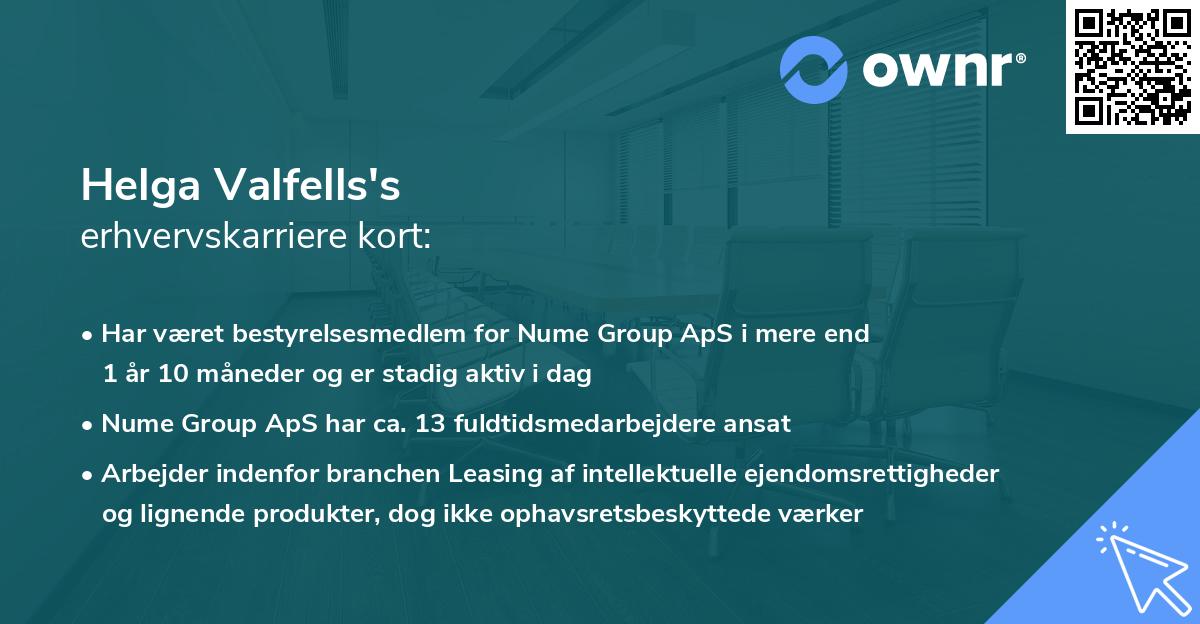 Helga Valfells's erhvervskarriere kort