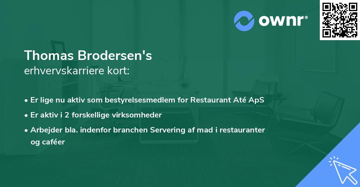 Thomas Brodersen's erhvervskarriere kort