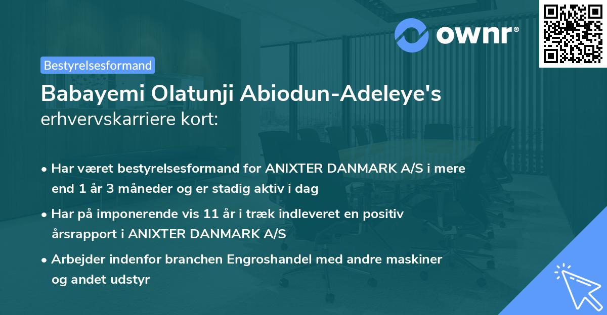 Babayemi Olatunji Abiodun-Adeleye's erhvervskarriere kort