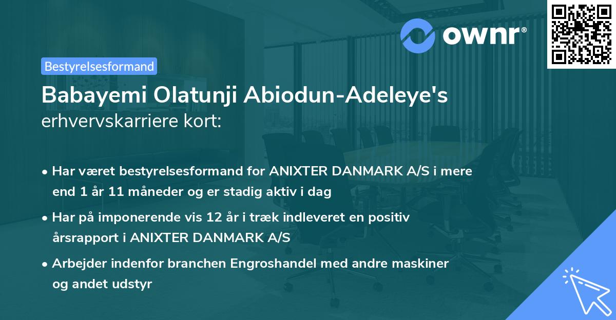 Babayemi Olatunji Abiodun-Adeleye's erhvervskarriere kort