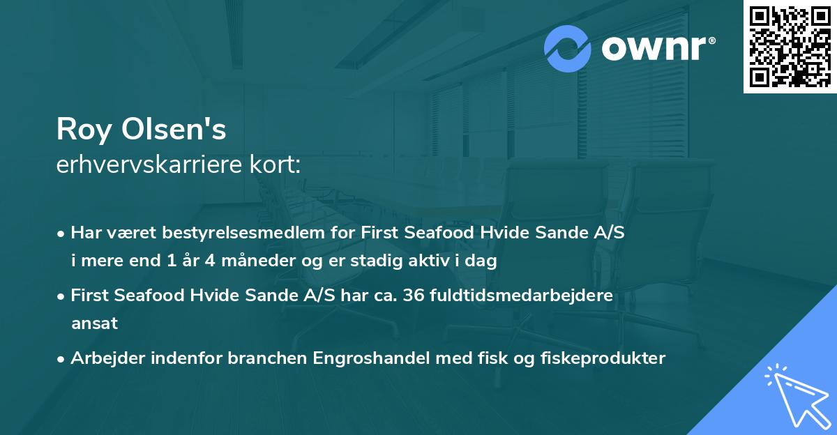 Roy Olsen's erhvervskarriere kort