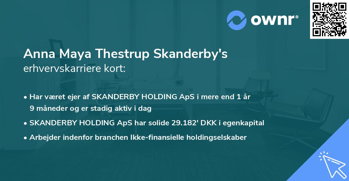 Anna Maya Thestrup Skanderby's erhvervskarriere kort