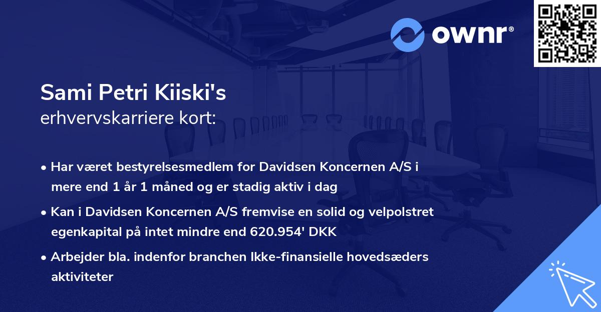 Sami Petri Kiiski's erhvervskarriere kort