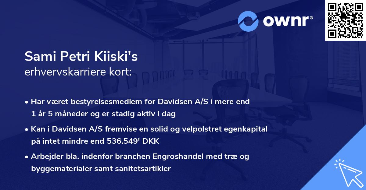 Sami Petri Kiiski's erhvervskarriere kort