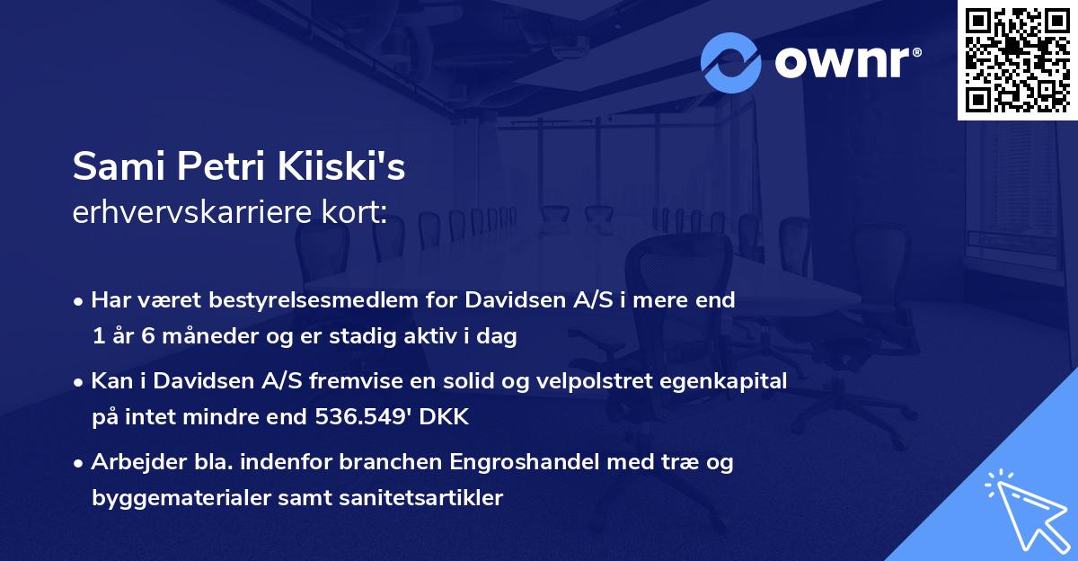 Sami Petri Kiiski's erhvervskarriere kort