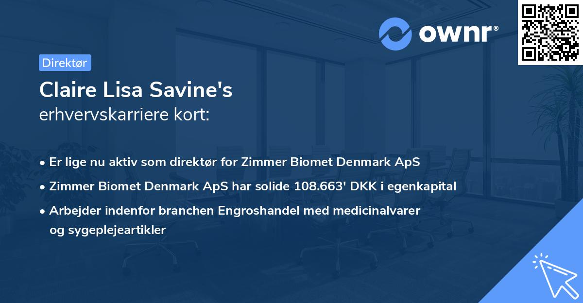 Claire Lisa Savine's erhvervskarriere kort