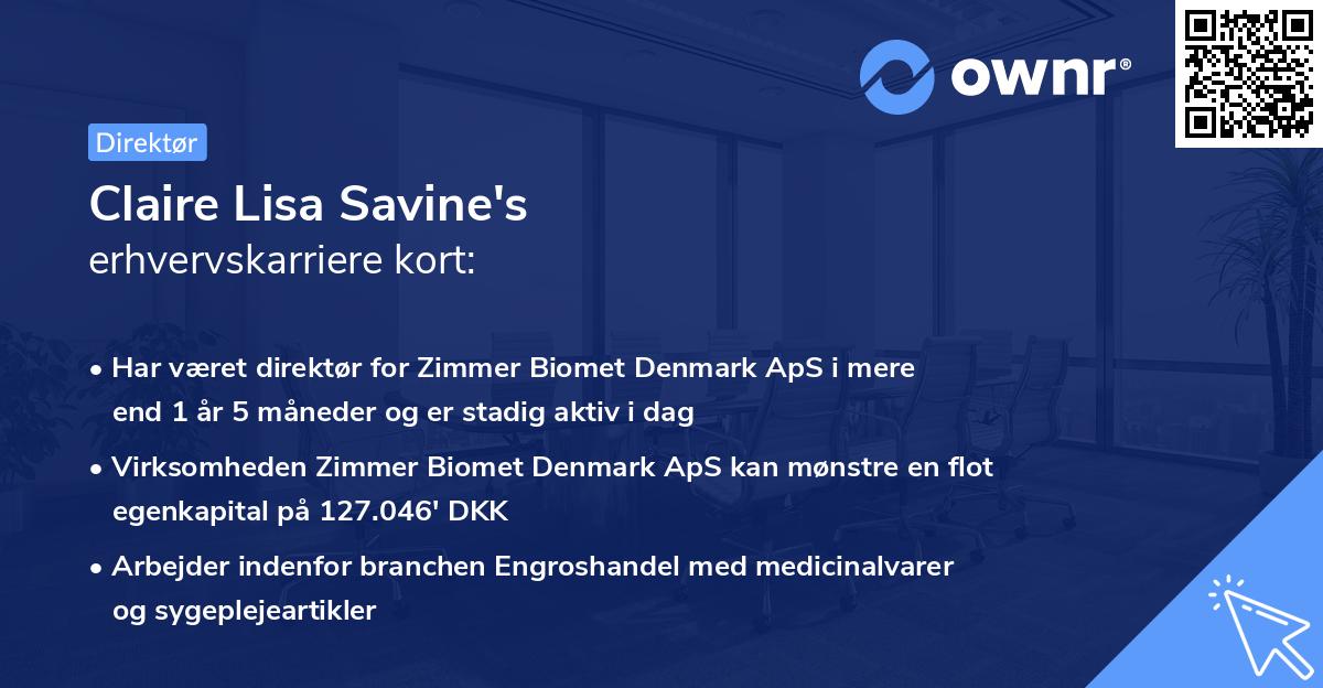 Claire Lisa Savine's erhvervskarriere kort