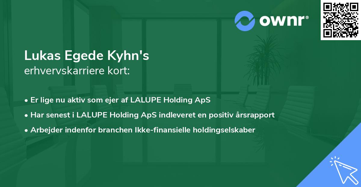 Lukas Egede Kyhn's erhvervskarriere kort