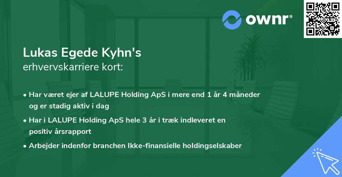 Lukas Egede Kyhn's erhvervskarriere kort