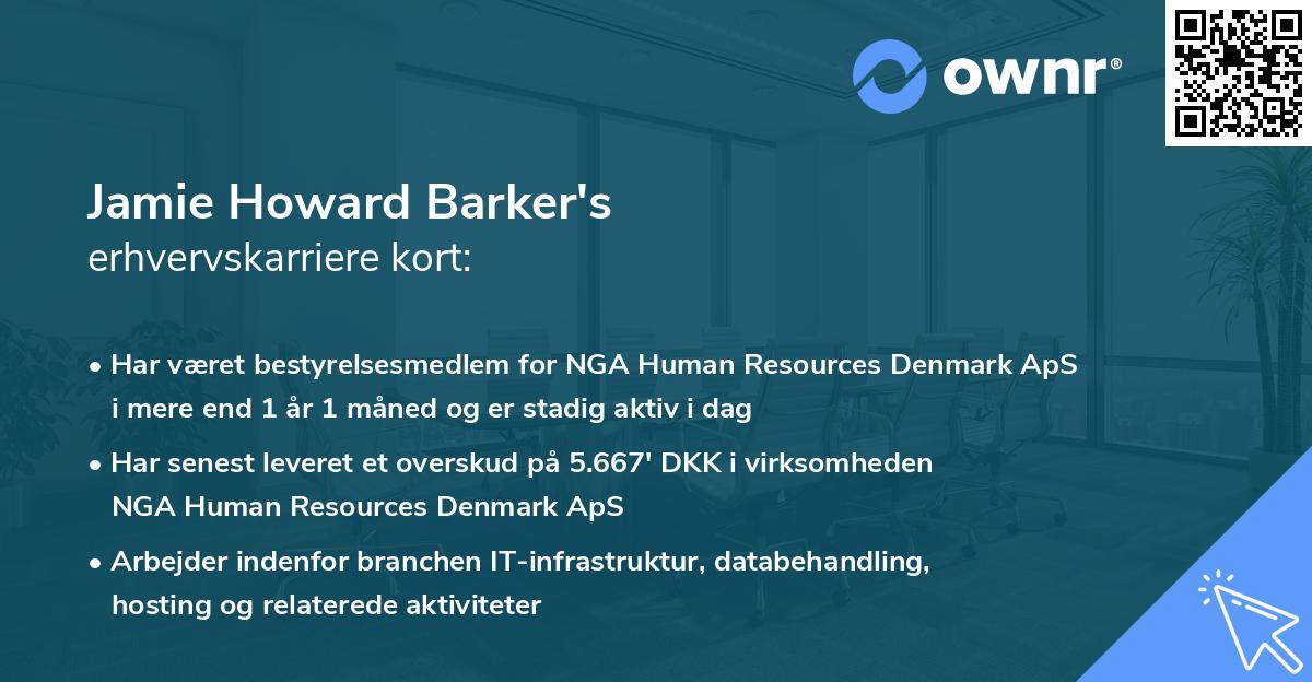 Jamie Howard Barker's erhvervskarriere kort
