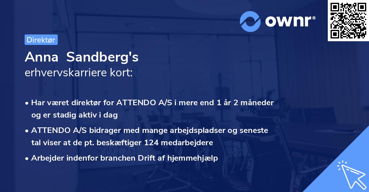 Anna Sandberg's erhvervskarriere kort