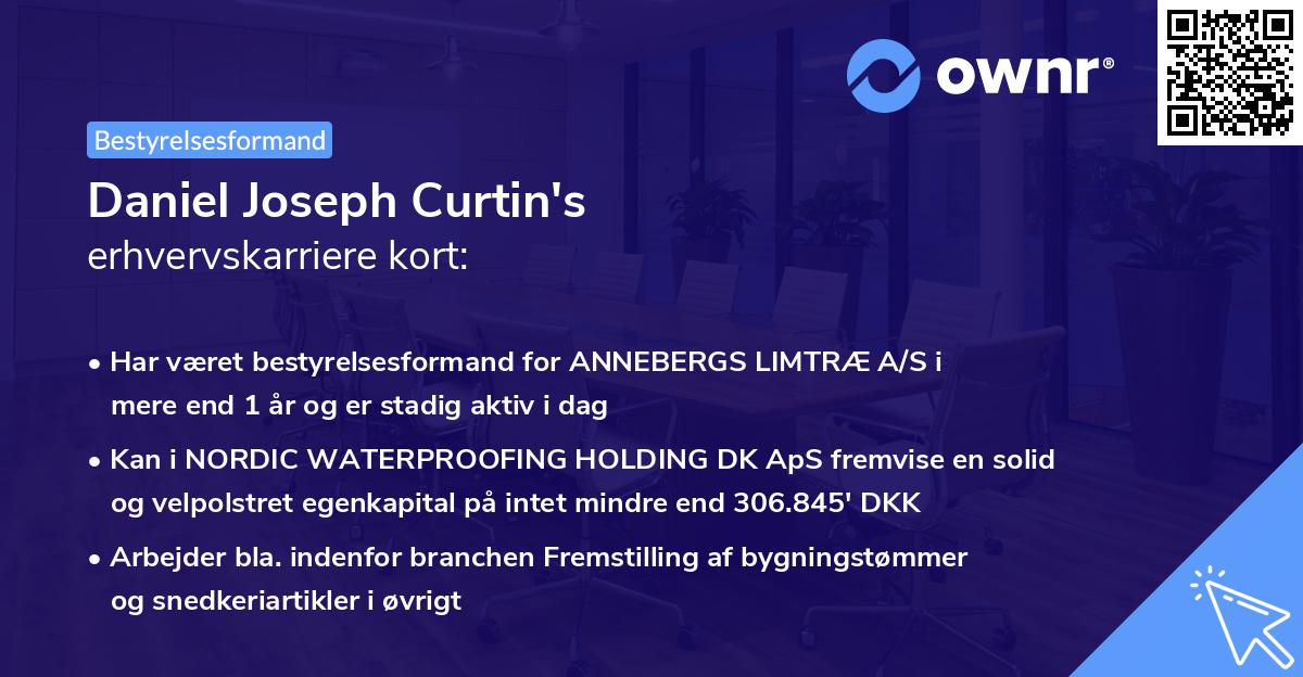Daniel Joseph Curtin's erhvervskarriere kort
