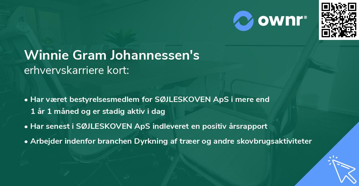 Winnie Gram Johannessen's erhvervskarriere kort