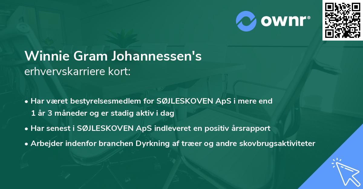 Winnie Gram Johannessen's erhvervskarriere kort