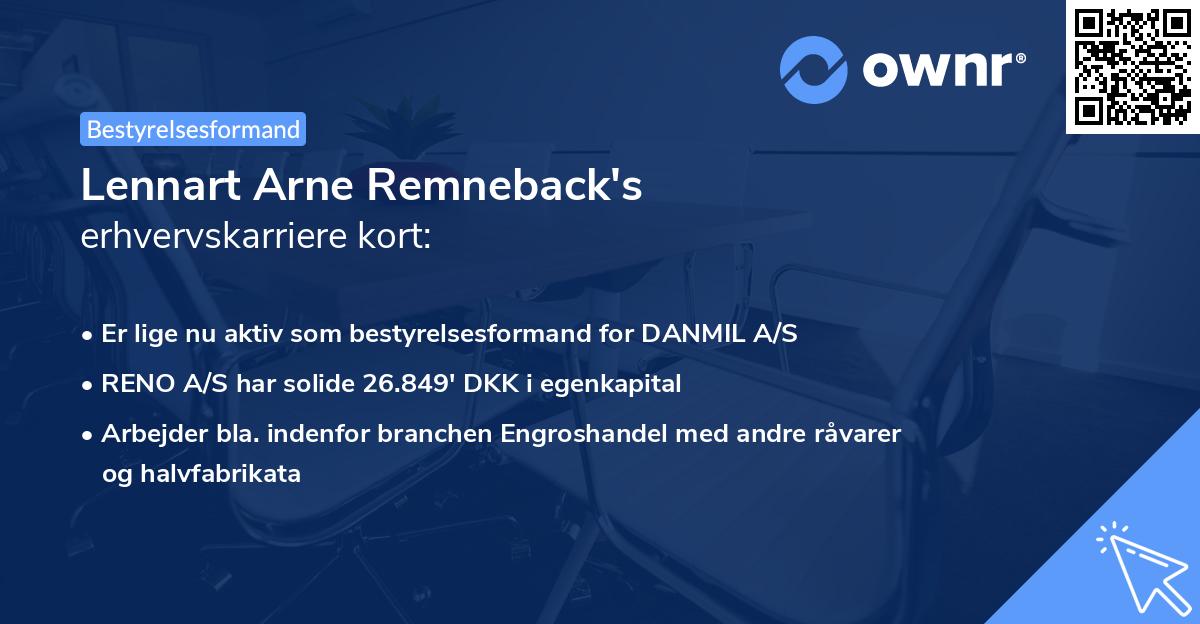 Lennart Arne Remneback's erhvervskarriere kort