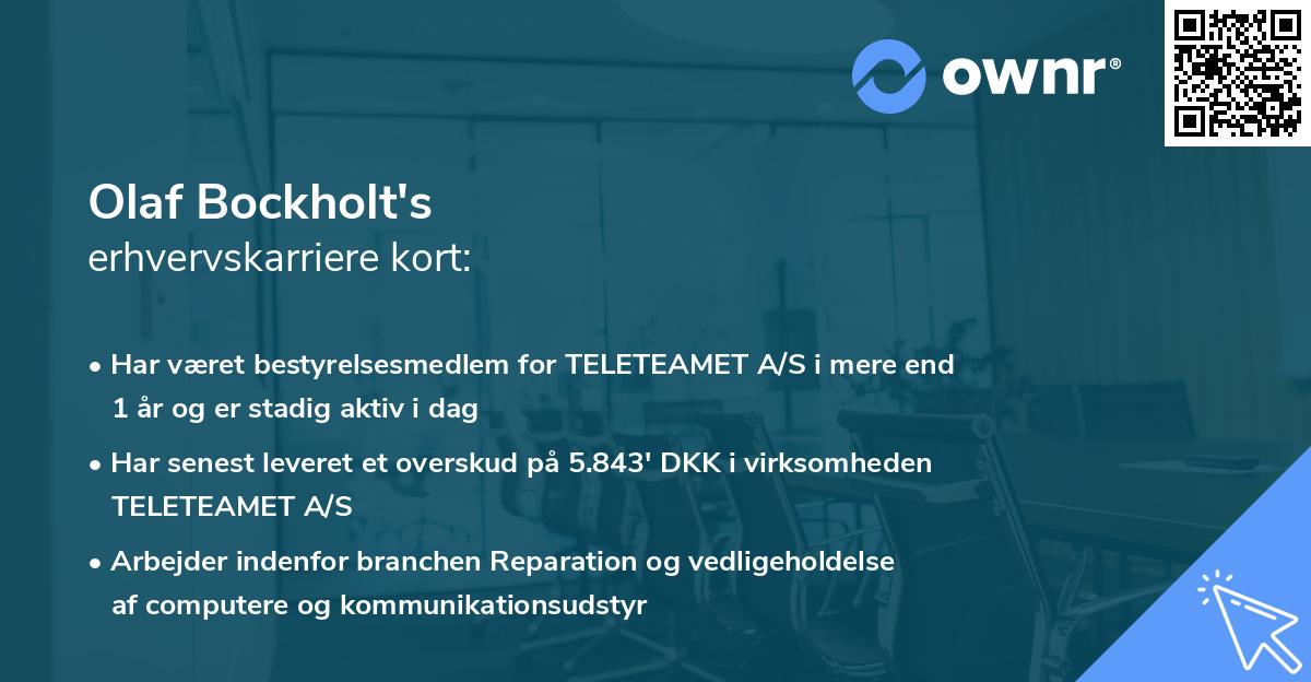 Olaf Bockholt's erhvervskarriere kort