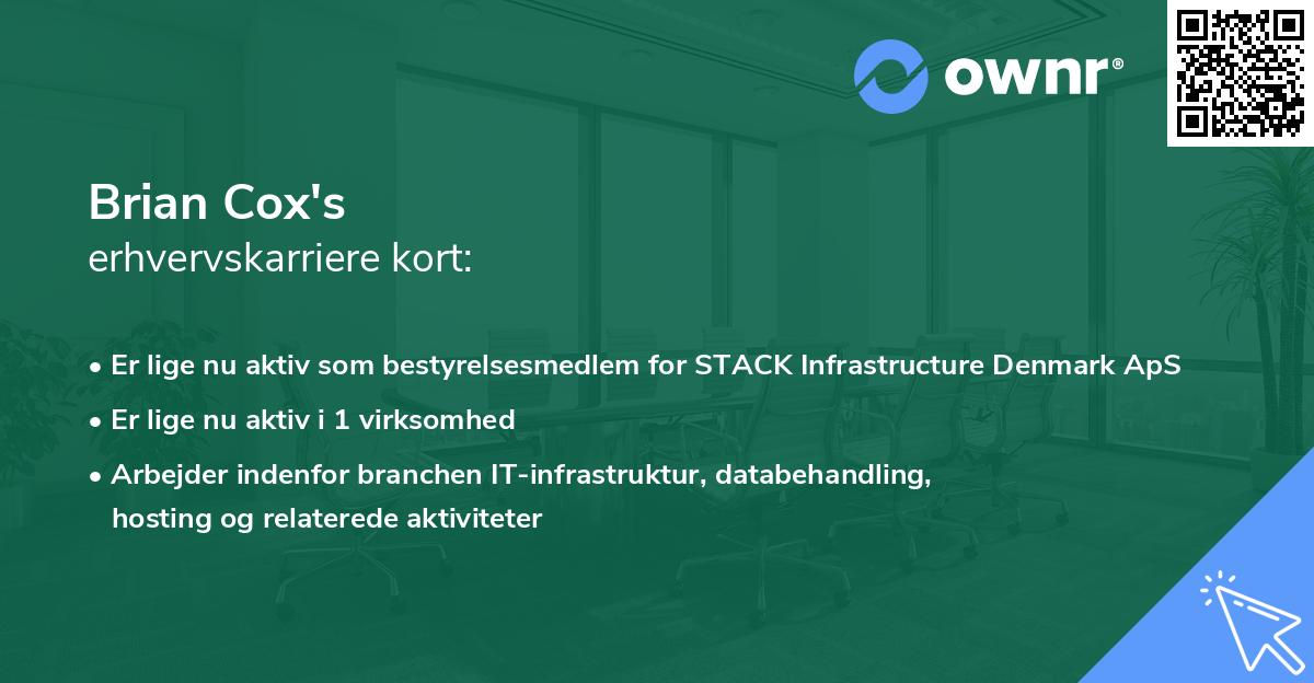 Brian Cox's erhvervskarriere kort