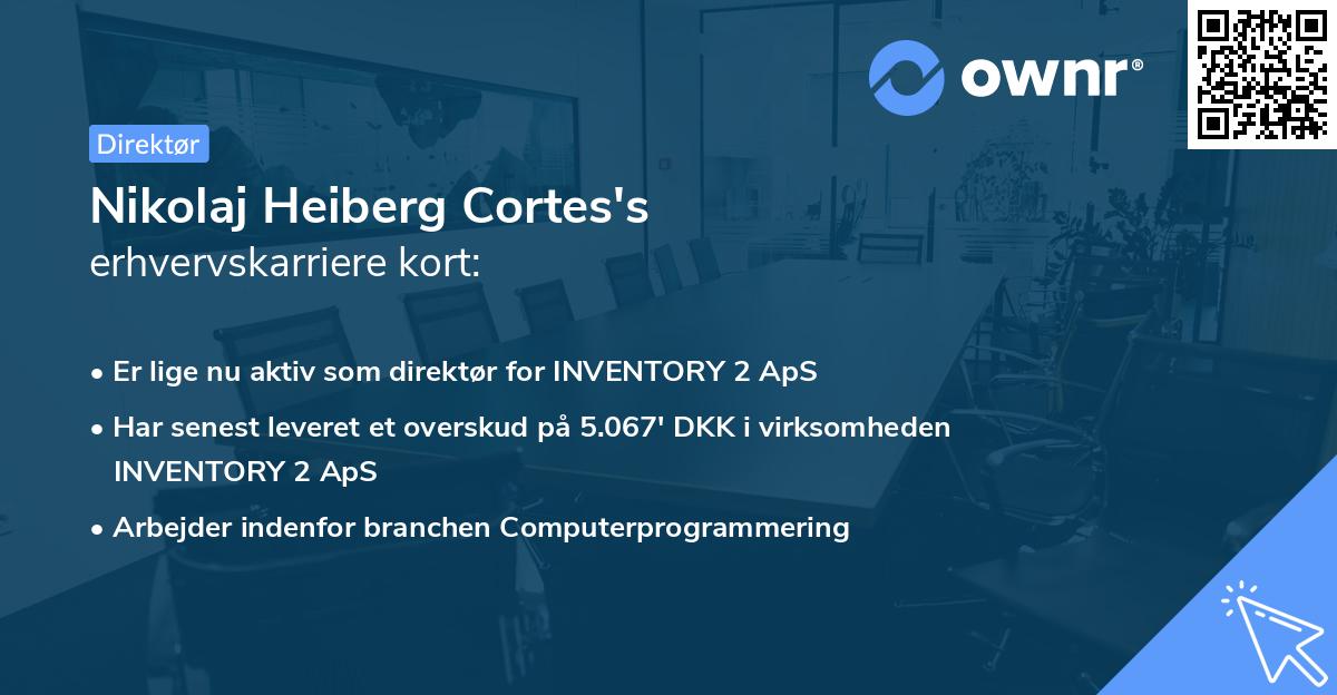 Nikolaj Heiberg Cortes's erhvervskarriere kort
