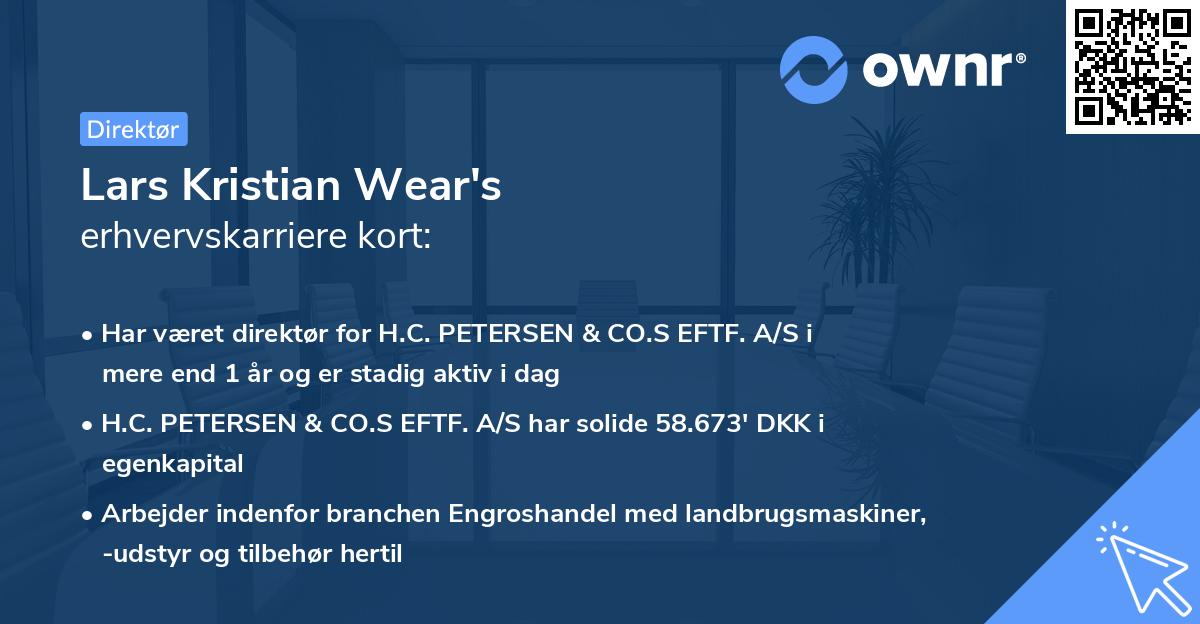 Lars Kristian Wear's erhvervskarriere kort