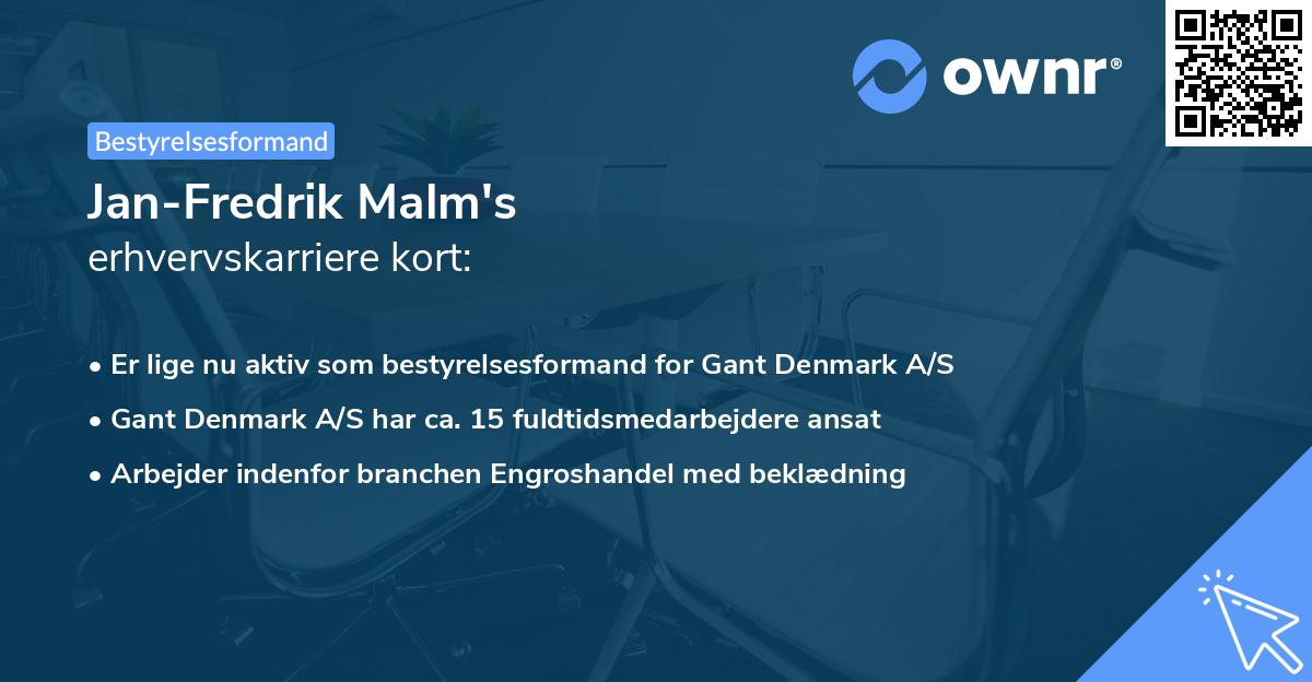 Jan-Fredrik Malm's erhvervskarriere kort