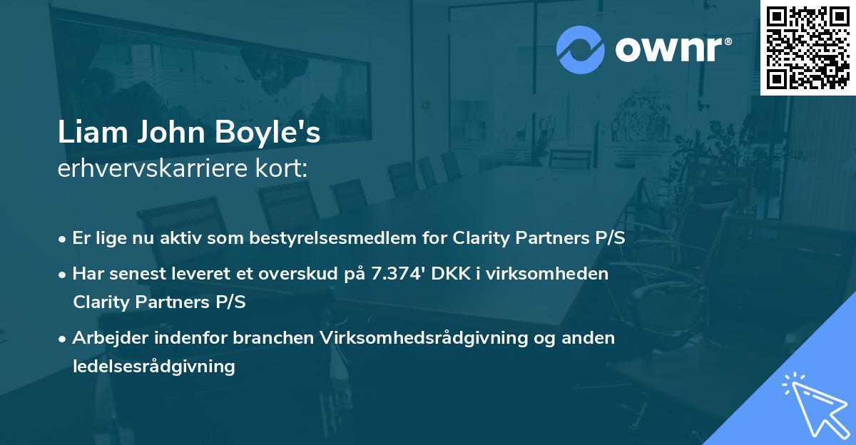 Liam John Boyle's erhvervskarriere kort