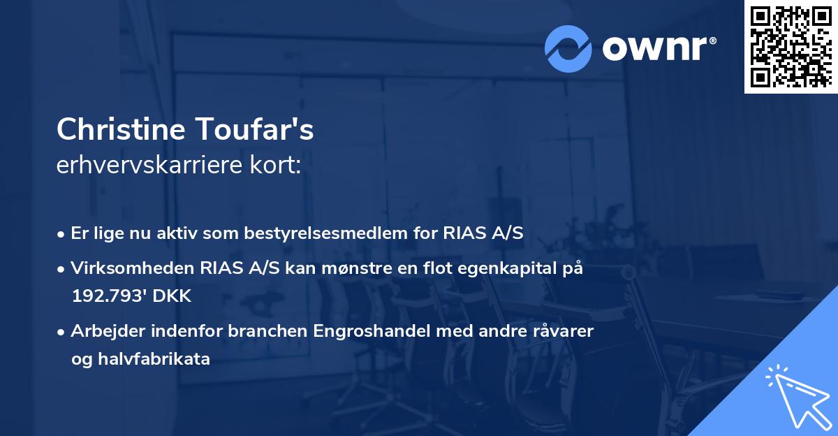 Christine Toufar's erhvervskarriere kort