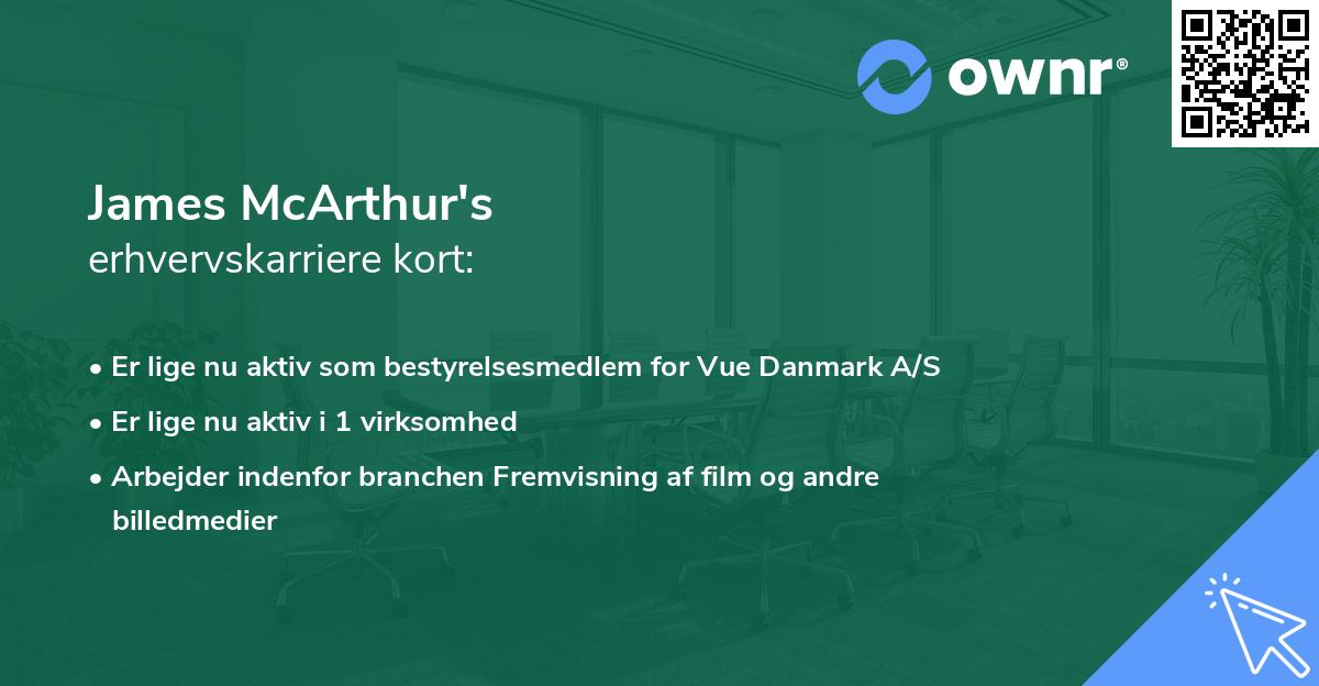 James McArthur's erhvervskarriere kort
