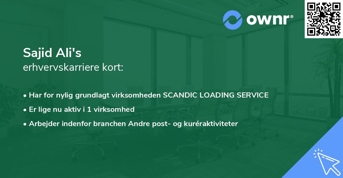 Sajid Ali's erhvervskarriere kort