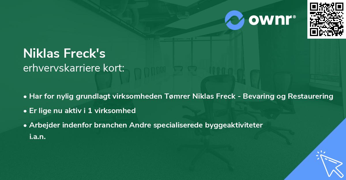 Niklas Freck's erhvervskarriere kort