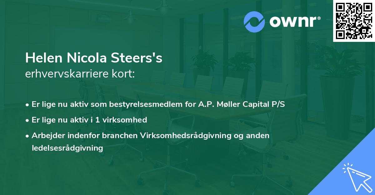 Helen Nicola Steers's erhvervskarriere kort