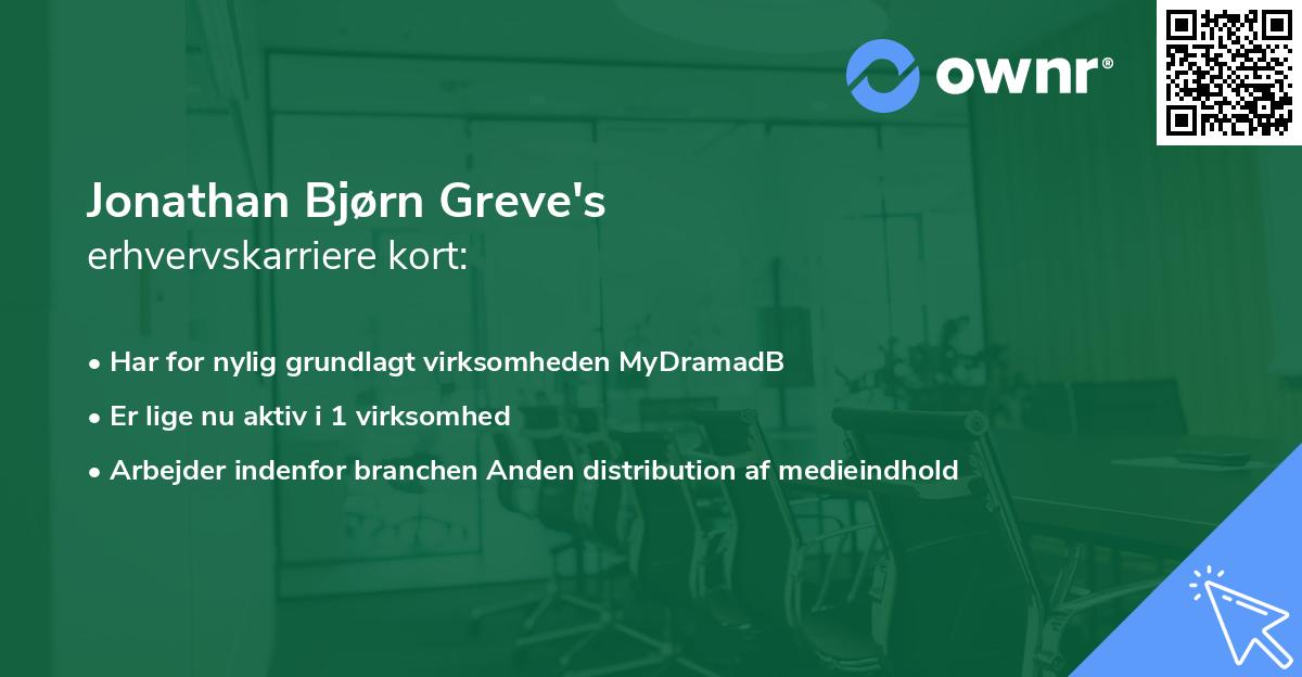 Jonathan Bjørn Greve's erhvervskarriere kort