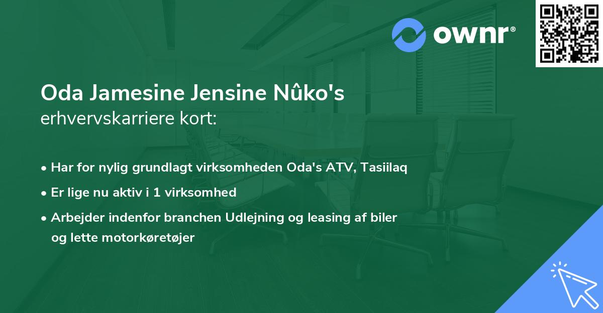 Oda Jamesine Jensine Nûko's erhvervskarriere kort