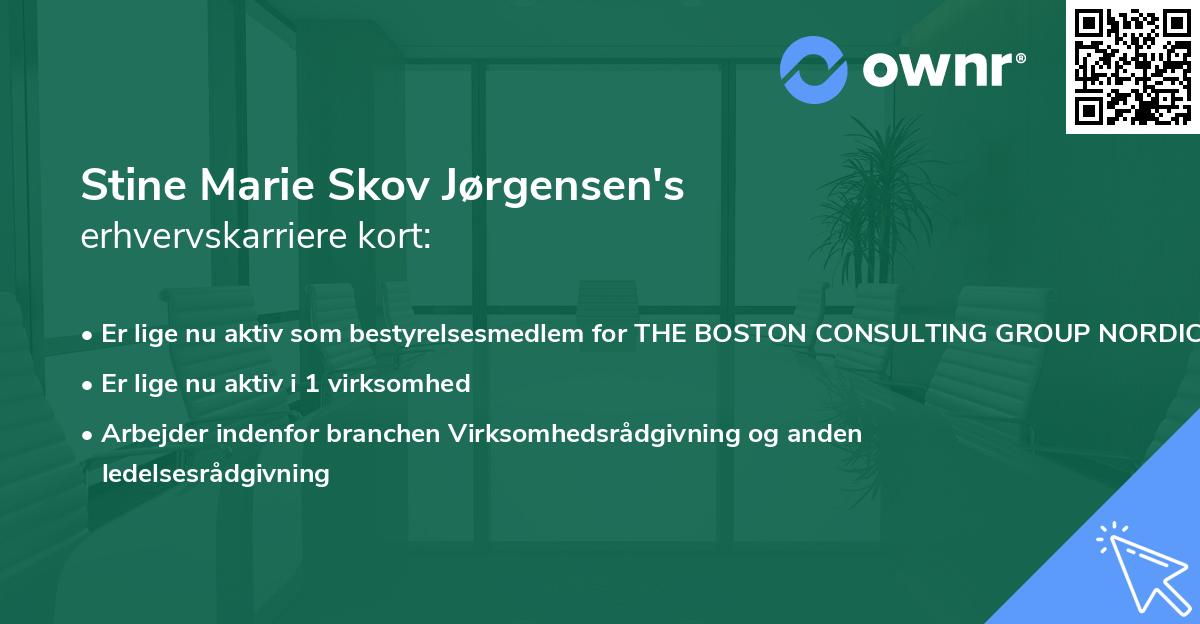 Stine Marie Skov Jørgensen's erhvervskarriere kort
