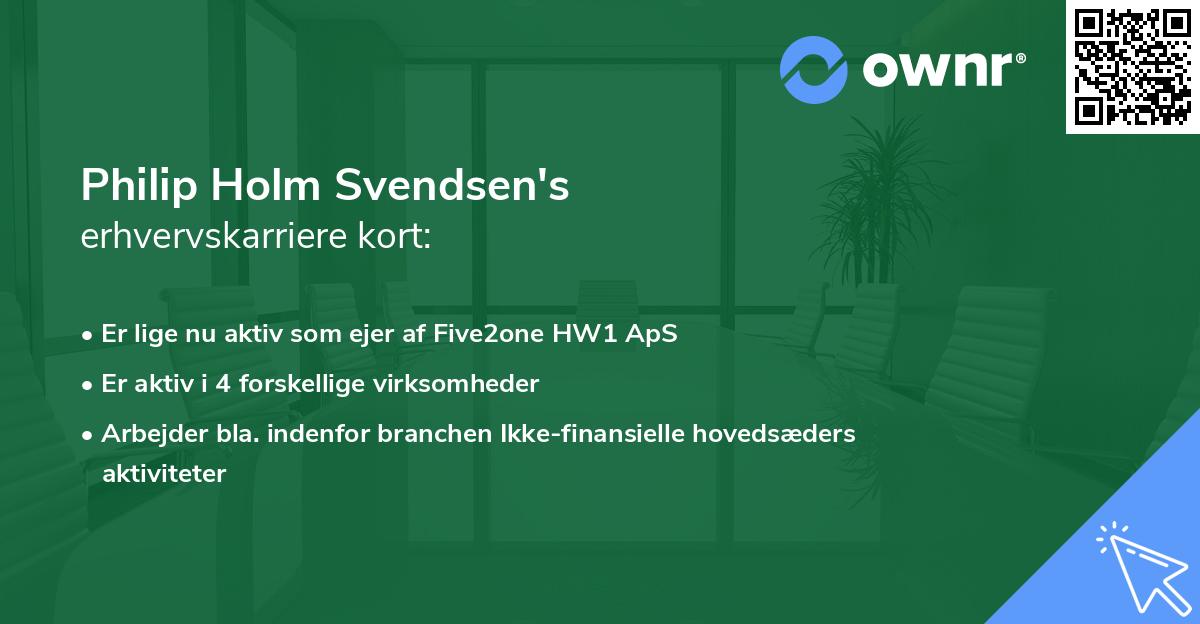 Philip Holm Svendsen's erhvervskarriere kort