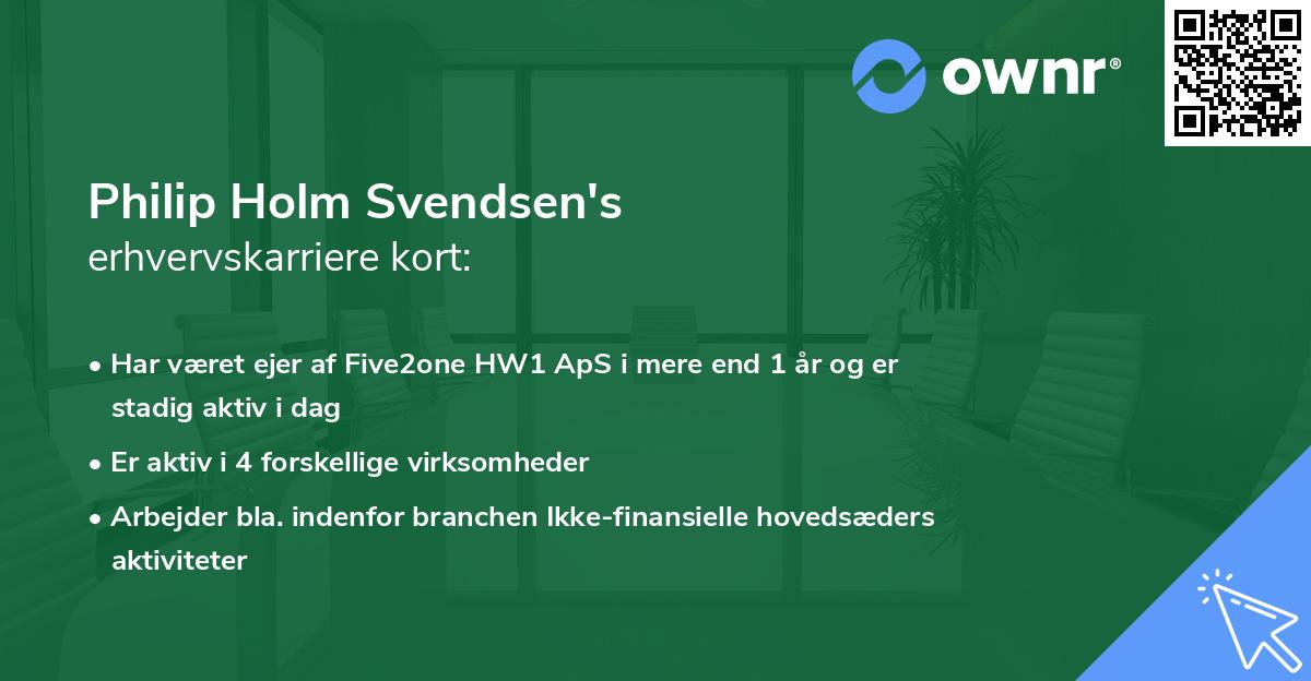 Philip Holm Svendsen's erhvervskarriere kort