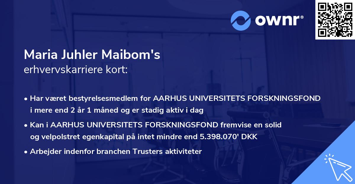 Maria Juhler Maibom's erhvervskarriere kort