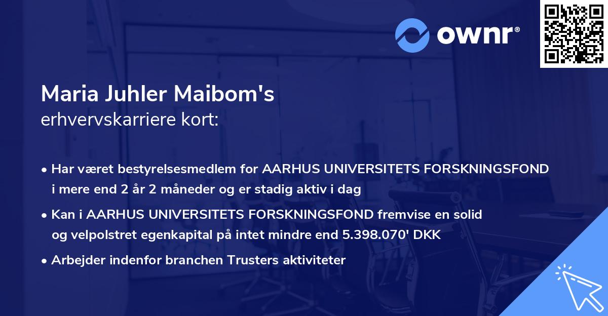 Maria Juhler Maibom's erhvervskarriere kort