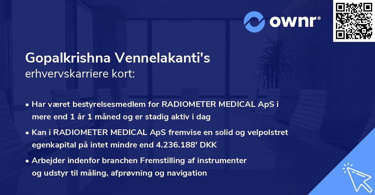 Gopalkrishna Vennelakanti's erhvervskarriere kort