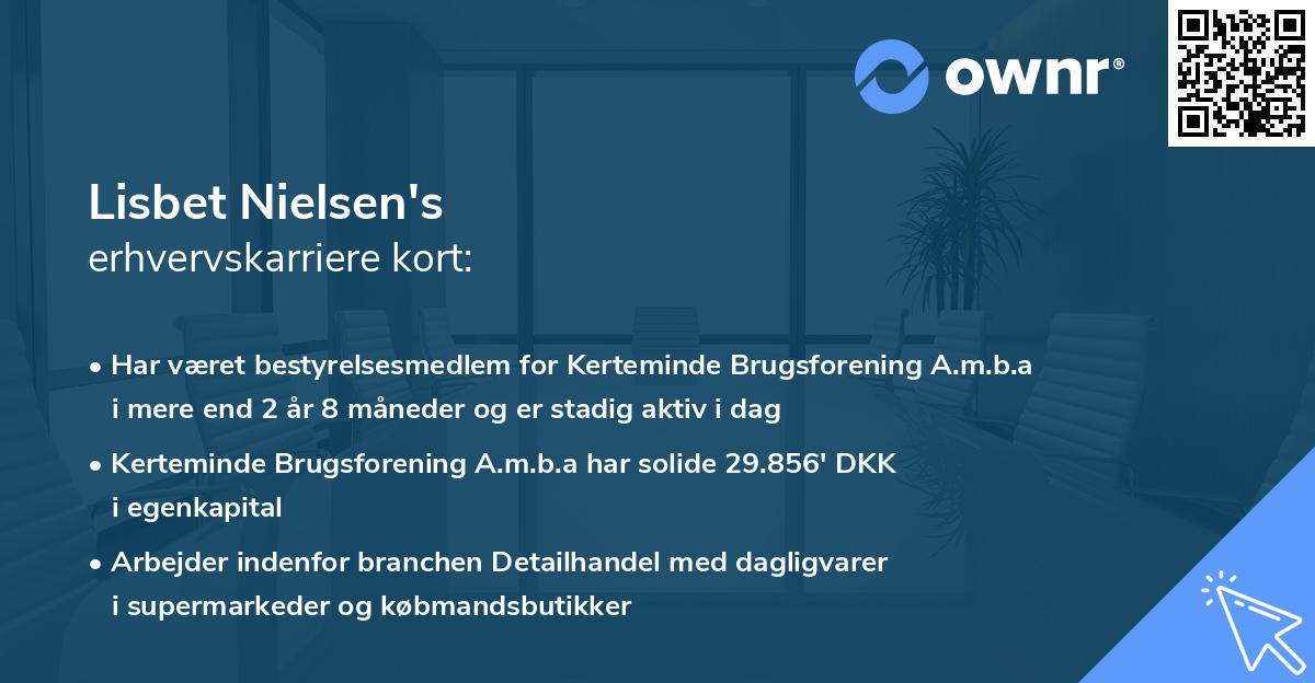 Lisbet Nielsen's erhvervskarriere kort