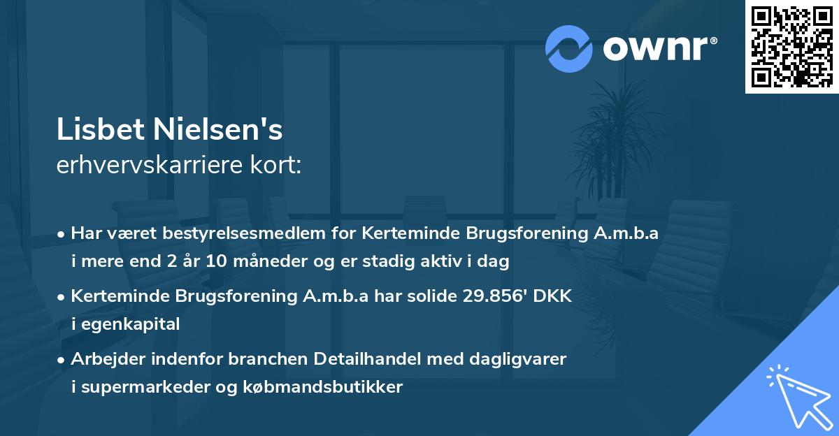 Lisbet Nielsen's erhvervskarriere kort