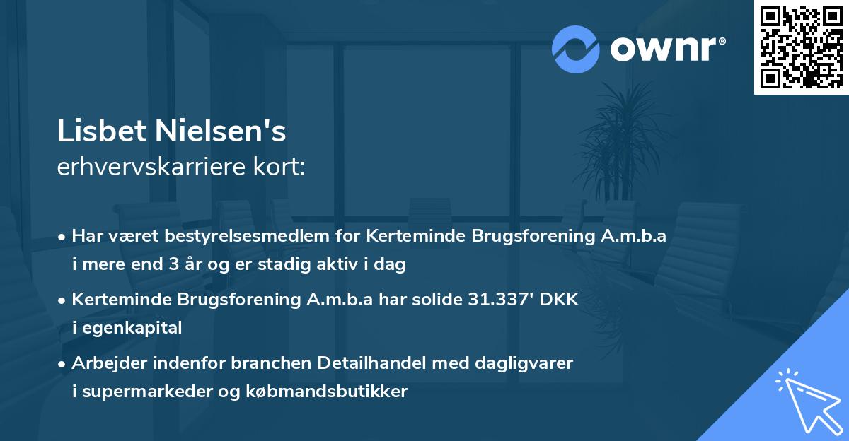 Lisbet Nielsen's erhvervskarriere kort