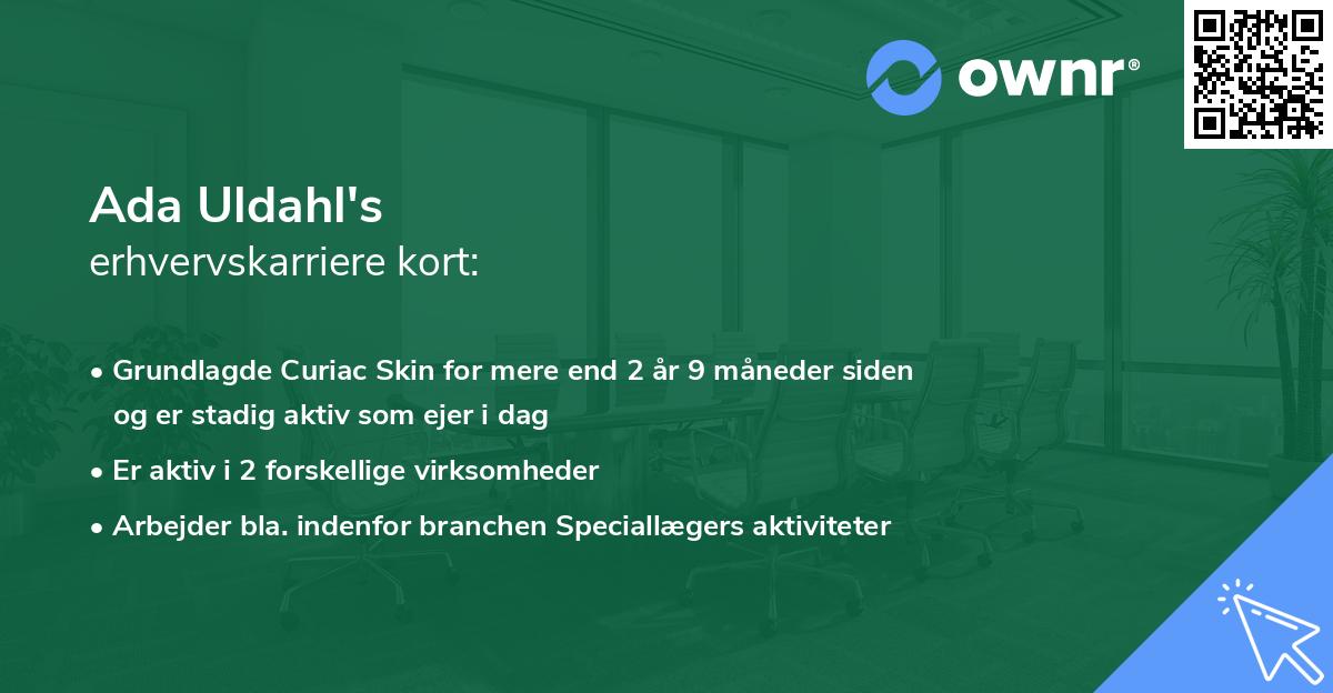 Ada Uldahl's erhvervskarriere kort