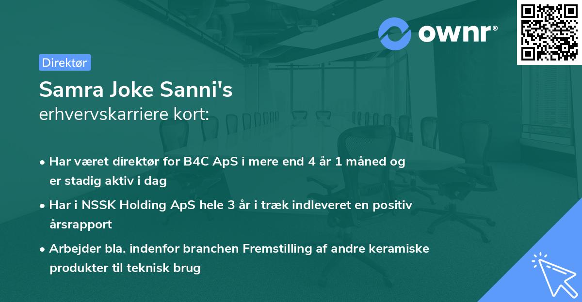 Samra Joke Sanni's erhvervskarriere kort