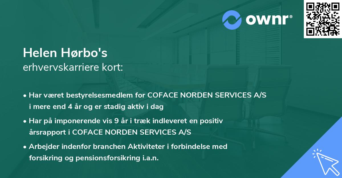 Helen Hørbo's erhvervskarriere kort
